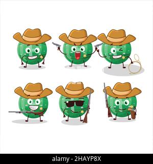 Cool Cowboy grün gummy Candy F Cartoon-Figur mit einem niedlichen Hut. Vektorgrafik Stock Vektor