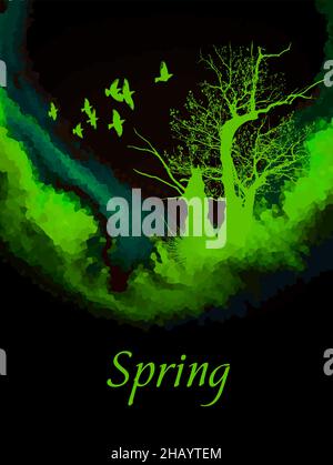 Abstrakte Landschaft im Frühling. Vektorgrafik Stock Vektor