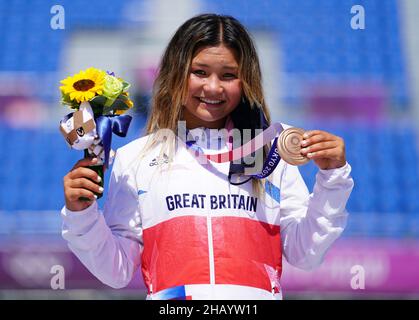 Aktenfoto vom 04-08-2021 des britischen Sky Brown, dessen funkelnde Bronzemedaille ein großer Erfolg war. Ausgabedatum: Donnerstag, 16. Dezember 2021. Stockfoto