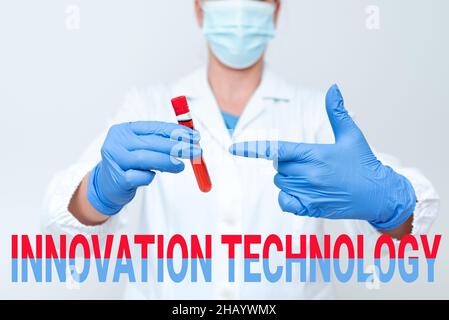 Text mit Inspiration Innovation Technology. Geschäftsansatz Neue Idee oder Methode technischer oder wissenschaftlicher Natur, die die Analyse toxischer Viren untersucht Stockfoto