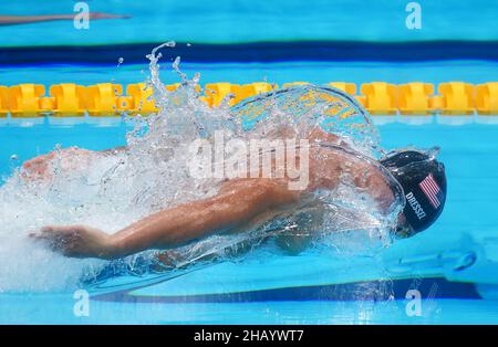 Es war ein weiteres ereignisreiches Jahr des sportlichen Handelns im Jahr 2021. Hier wirft die PA Nachrichtenagentur einen Blick auf das Sportjahr durch die besten Bilder. Datei-Foto vom 30-07-2021 der US-amerikanischen Caeleb Dressel im Halbfinale der Männer 100m im Schmetterlingsfinale 2 im Tokyo Aquatics Center am siebten Tag der Olympischen Spiele 2020 in Tokio in Japan. Ausgabedatum: Donnerstag, 16. Dezember 2021. Stockfoto