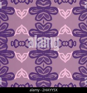 Handgezeichnetes, florales Ethno-Muster. Nahtloser abstrakter Batikdruck. Stockfoto