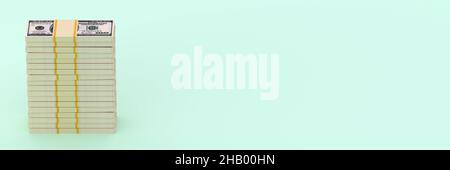 Große Geldstapel aus Dollar mit leerem Kopierraum Hintergründe. Finanzkonzept Stockfoto