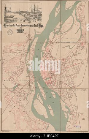 Karte Von Riga, Karte Von Riga, Altstadt Von Riga, Retro-Karte Von Riga, Vintage Riga Plan, Old Riga Print, Vintage Riga Map, Vintage Riga Plan, Old Riga Poster, Riga Stockfoto