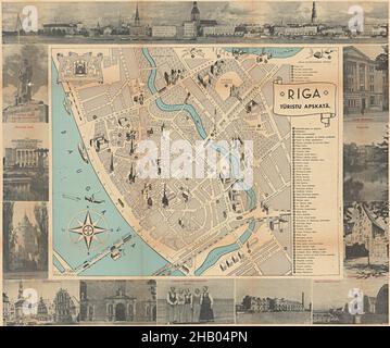 Karte Von Riga, Karte Von Riga, Altstadt Von Riga, Retro-Karte Von Riga, Vintage Riga Plan, Old Riga Print, Vintage Riga Map, Vintage Riga Plan, Old Riga Poster, Riga Stockfoto