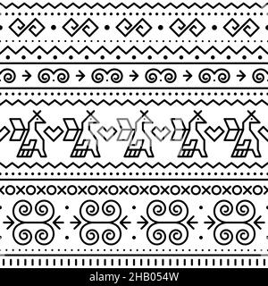 Slowakische Volkskunst Vektor nahtlose geometrische Muster mit Brids und Wirbel Motiv inspiriert von traditionellen gemalten Kunst aus dem Dorf Cicmany in Zilin Stock Vektor