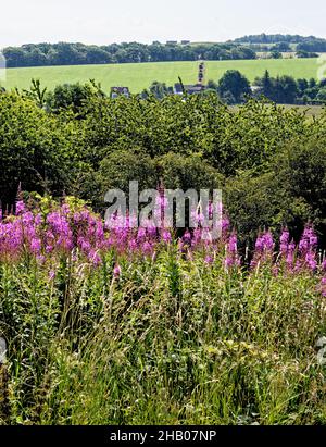 Viev der alten Stadt Dundonald aus dem Schloss, South Ayrshire, Schottland, Großbritannien - 22nd. Juli 2021 Stockfoto