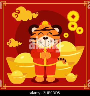 Grußkarte des Tigers glückliches chinesisches Neujahr 2022 Stockfoto