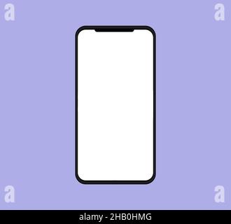 Smartphone-Layout mit weißem, isoliertem Bildschirm. Telefonvorlage Stockfoto