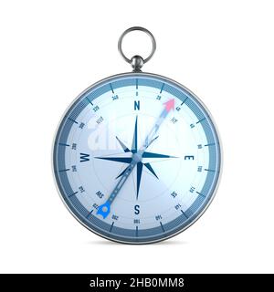 Kompass auf weißem Hintergrund. Isolierte 3D-Abbildung Stockfoto