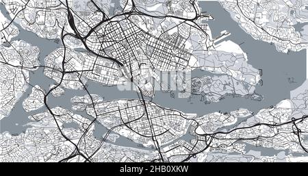 Städtischer Vektor-Stadtplan von Stockholm, Schweden, Europa Stock Vektor