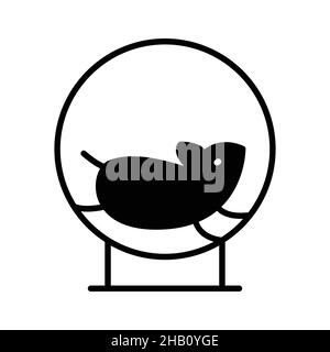 Hamster in Einem Rad Glyphen Symbol Animal Vector Stock Vektor