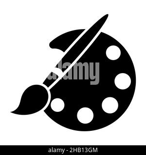 Farbpalette und Pinselsymbol. Vektordarstellung auf weißem Hintergrund isoliert Stock Vektor