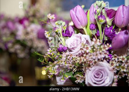 Lila Rosen Bouquet aus nächster Nähe Stockfoto