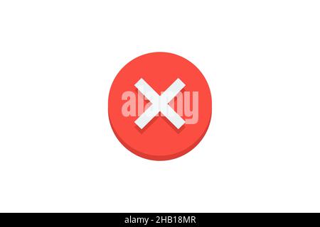 Kreatives Design des roten Fehlersymbols auf weißem Hintergrund isoliert Stockfoto
