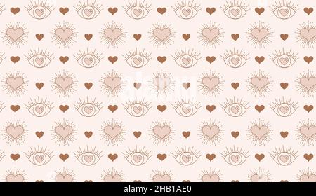 Minimalistischer Bohemian Valentinstag Hintergrund, Muster. Geometrische Stil Herzen und Augen Design-Vorlage, geometrische abstrakte Design-Elemente für Stock Vektor