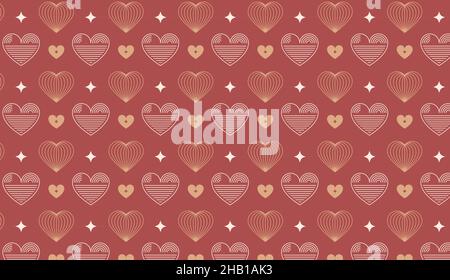 Minimalistischer Bohemian Valentinstag Hintergrund, Muster. Geometrische Linie Kunst Stil Herzen Design-Vorlage, geometrische abstrakte Design-Elemente für Stock Vektor