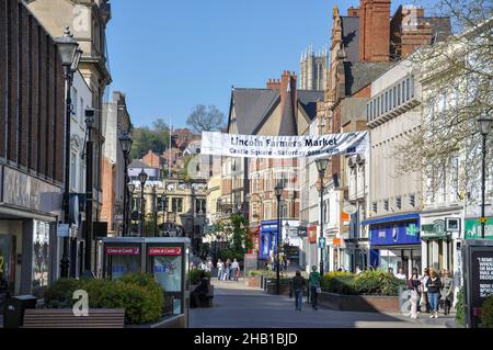 Fußgängerzone High Street, Lincoln, Lincolnshire, England, Vereinigtes Königreich Stockfoto