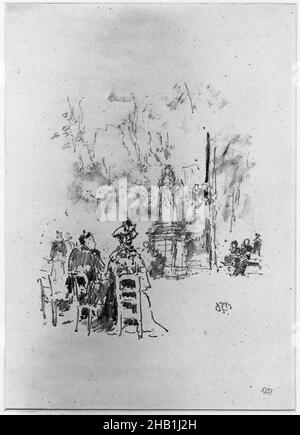 Gespräch unter der Statue, Luxembourg Gardens, James Abbott McNeill Whistler, Amerikaner, 1834-1903, Lithograph, 1893, Blatt: 13 3/16 x 7 7/8 Zoll, 33,5 x 20 cm, unregelmäßig Stockfoto