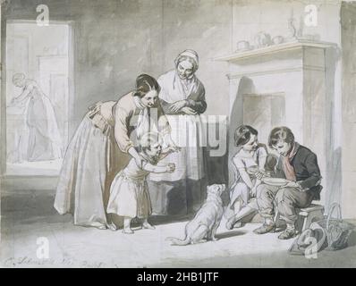 Study for Lesson in Charity, Christian Schussele, American 1824-1879, Aquarell und Bleistift auf webtem Papier, 1857, 13 3/4 x 18 1/4 in., 1857 Stockfoto