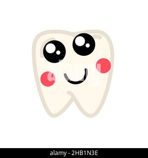Menschlicher Zahn mit niedlichem Gesicht, medizinisches Symbol auf Weiß Stock Vektor
