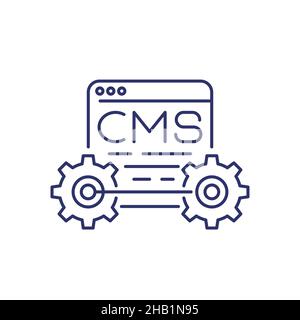 CMS, Symbol für die Content-Management-Linie Stock Vektor