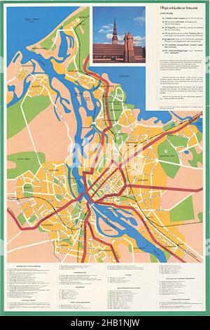 Karte Von Riga, Karte Von Riga, Altstadt Von Riga, Retro-Karte Von Riga, Vintage Riga Plan, Old Riga Print, Vintage Riga Map, Vintage Riga Plan, Old Riga Poster, Riga Stockfoto