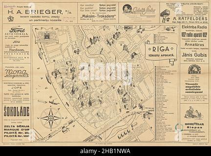 Karte Von Riga, Karte Von Riga, Altstadt Von Riga, Retro-Karte Von Riga, Vintage Riga Plan, Old Riga Print, Vintage Riga Map, Vintage Riga Plan, Old Riga Poster, Riga Stockfoto