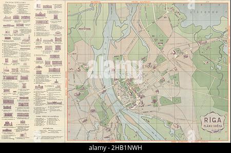 Karte Von Riga, Karte Von Riga, Altstadt Von Riga, Retro-Karte Von Riga, Vintage Riga Plan, Old Riga Print, Vintage Riga Map, Vintage Riga Plan, Old Riga Poster, Riga Stockfoto