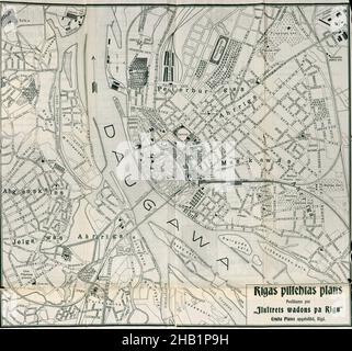 Karte Von Riga, Karte Von Riga, Altstadt Von Riga, Retro-Karte Von Riga, Vintage Riga Plan, Old Riga Print, Vintage Riga Map, Vintage Riga Plan, Old Riga Poster, Riga Stockfoto