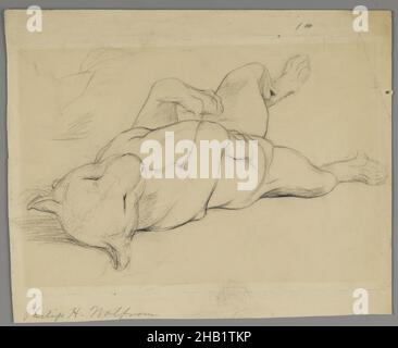 Sleeping Lioness, Philip H. Wolfrom, Amerikaner, 1870-1904, Graphite auf Papier, n.d., Blatt: 8 13/16 x 10 11/16 Zoll, 22,4 x 27,1 cm Stockfoto