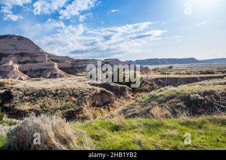 Eine natürliche Felsformation aus zerklüfteten Badlands und hoch aufragenden Täublingen Stockfoto