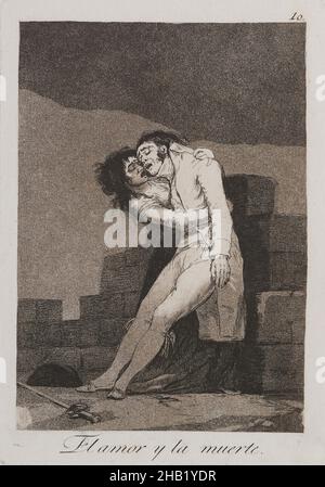 Love and Death, El amor y la muerte, Los Caprichos, Plate 10, Francisco de Goya y Lucientes, Spanisch, 1746-1828, Rading, aquatint, Und Burin auf gelegtem Papier, Spanien, 1797-1798, Blatt: 11 15/16 x 8 Zoll, 30,3 x 20,3 cm, Aquatint, Gravieren, Radieren, Drucken, Satire, Satire, Spanien, Spanisch Stockfoto