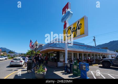 RR Cafe (Twede's Cafe), Filmkulisse der TV-Serie Twin Peaks, North Bend, Washington Stockfoto