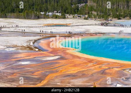Grand Prismatic Spring Pool im Yellowstone National Park, Wyoming, USA Stockfoto