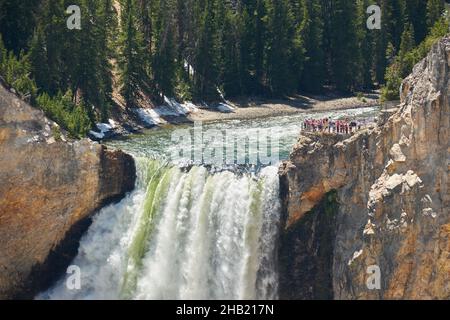 Brink of the Lower Falls im Grand Canyon von Yellowstone, Yellowstone National Park, Wyoming, USA Stockfoto