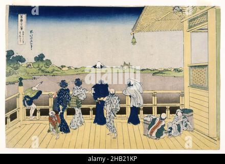 Fuji von der Plattform von Sasayedo, Katsushika Hokusai, japanisch, 1760-1849, Print, Japan, 19th Jahrhundert, Edo-Zeit, 10 1/16 x 15 1/16 Zoll, 25,5 x 38,3 cm Stockfoto