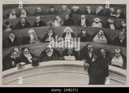 Der gesetzgebende Bauch, Le Ventre législatif, L'Association mensuelle, Plate 18, Honoré Daumier, Französisch, 1808-1879, Lithographie auf Wove-Papier, Frankreich, Januar 1834, Blatt: 12 x 17 13/16 Zoll, 30,5 x 45,2 cm, Karikatur, Comic, Gericht, Recht, Anwälte, Juristen, Männer, Spott, Parodie Stockfoto