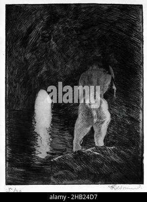 The Grotto, La Grotte, Albert Besnard, Französisch, 1849-1934, Radierung auf Büttenpapier, 1924, Platte: 9 x 6 7/8 Zoll, 22,9 x 17,5 cm Stockfoto