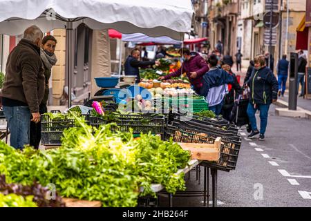 Wochenmarkt in Draguignan, Frankreich Stockfoto