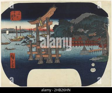 Itsukushima in der Provinz Aki, aus der Serie: Nihon Sankei, drei Ansichten von Japan, Utagawa Hiroshige, Ando, Japanisch, 1797-1858, Farbholzschnitt auf Papier, Japan, ca. 1855, Design; später Eindruck, Edo-Design, Breite: 11 5/8 Zoll, 29,5 cm Stockfoto