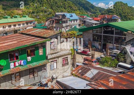 Blick auf das Dorf Banaue auf der Insel Luzon, Philippinen Stockfoto