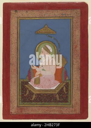 Emperor Alamgir II, Sukha Luhar, opakes Aquarell auf Papier, Indien, ca. 1756, Mughal, Blatt: 7 3/16 x 5 1/4 Zoll, 18,3 x 13,3 cm, Alamgir, Alamgir II, Devanagari-Schrift, Emperor, Mogul, Papier, Sukha Luhar, Aquarell Stockfoto