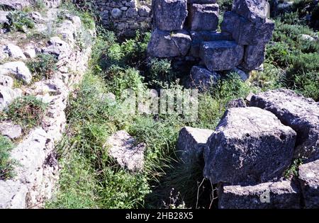 Prähistorische archäologische Stätte in Ugarit, Syrien im Jahr 1998 - Baal-Tempel Stockfoto