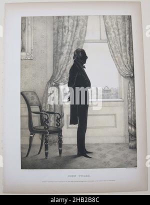 Portrait Gallery of Distinguished American Citizens: John Tyler, Lithograph, 1844, Blatt: 16 13/16 x 12 3/8 Zoll, 42,7 x 31,5 cm, 10th US-Präsident, Konstruktionist, Regierung, Geschichte, Anführer, Politiker, Porträt, Präsident der USA, Repräsentant, Senator, Silhouette, Vizepräsident Stockfoto