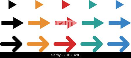 Verschiedene bunte Pfeil Symbol Set. vektor. Stock Vektor