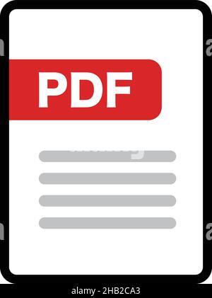 Symbol für einfache PDF-Datei. Flacher Vektor. Stock Vektor