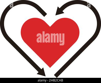 Eine Ikone mit einem Herzsymbol und einem Pfeil, der sich um sie dreht. Vektor-Symbole perfekt für die Darstellung von Liebe, Emotionen und Liebe in Verbindung stehende Displays. Stock Vektor