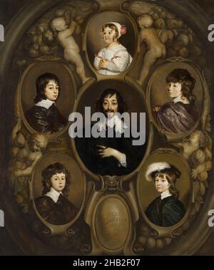 Porträt von Constantijn Huygens 1596-1687 und seinen fünf Kindern Adriaen Hanneman, 1640 Stockfoto