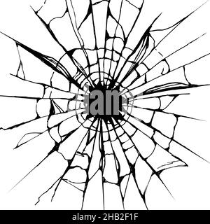 Riss in Eis oder Boden .beschädigte Windschutzscheibe .Handskizze auf weißem Hintergrund. Stock Vektor
